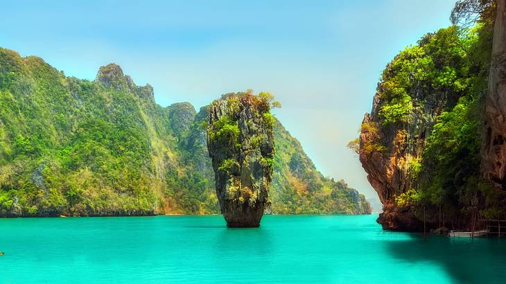 Side view of the stunning James Bond Island, a must for your Thailand bucket list