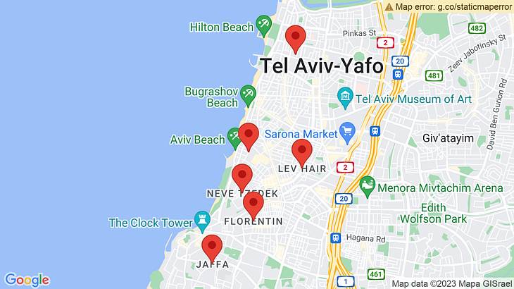 Tel Aviv-Yafo Places to Stay Map