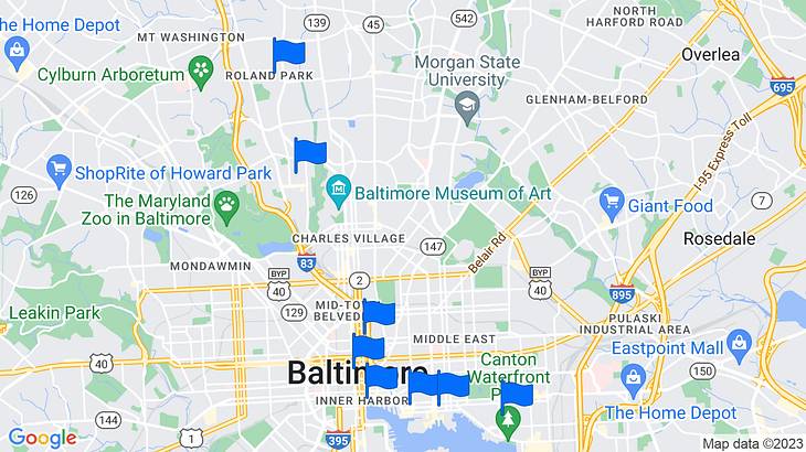 Baltimore Places to Stay Map