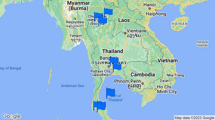 Thailand Places to Stay Map