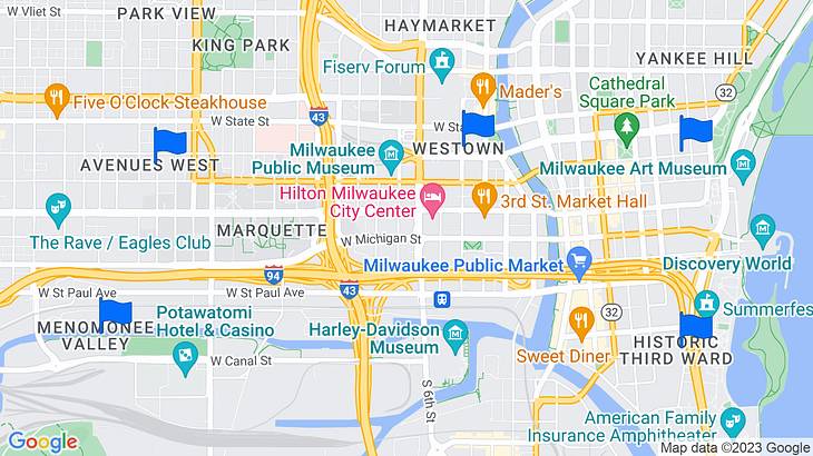 Milwaukee Places to Stay Map