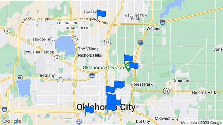 Oklahoma City Landmarks Map