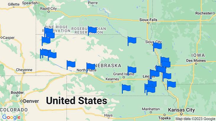 Nebraska Landmarks Map