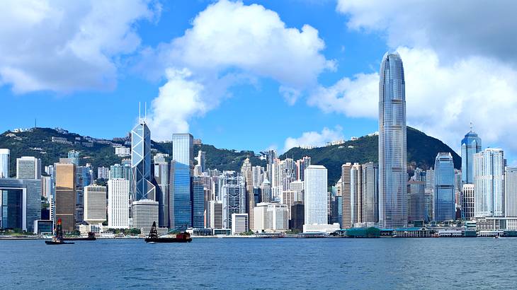 Skyline filled with buildings and water, Hong Kong