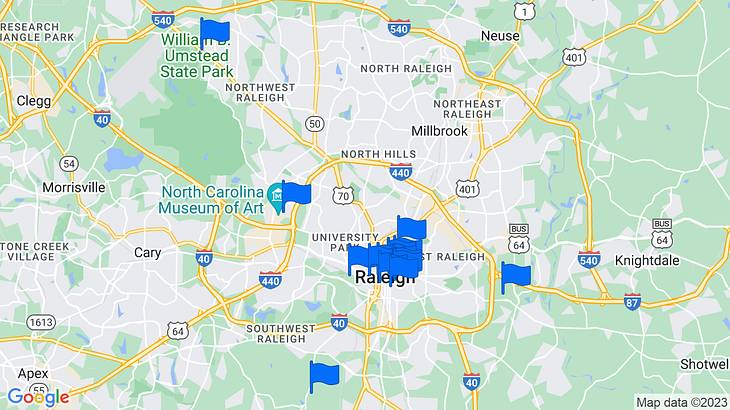Raleigh Landmarks Map