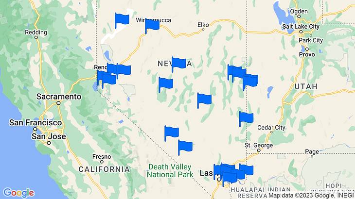 Nevada Landmarks Map