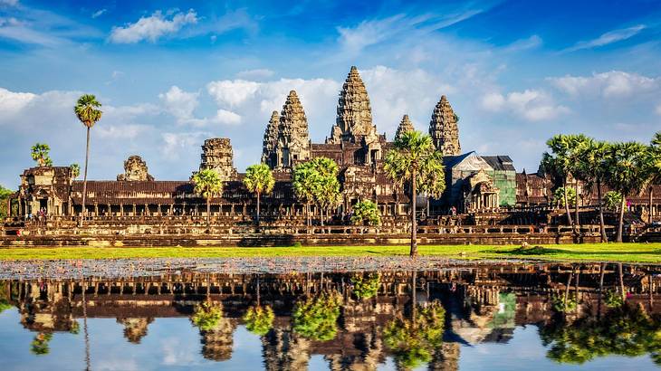 Angkor Wat temple reflected in water, a must for a 3 day Siem Reap itinerary