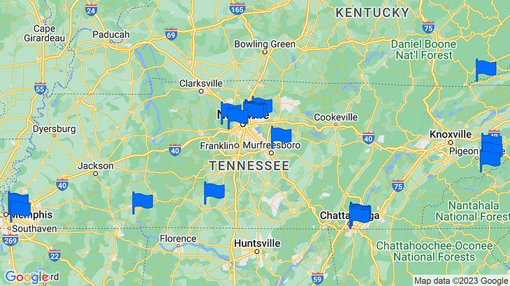 Tennessee Landmarks Map