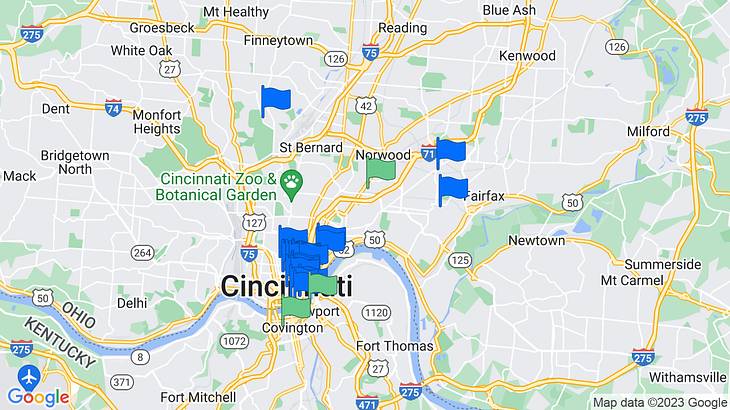 Cincinnati Things to Do Map