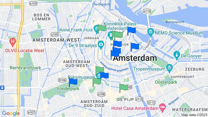 Amsterdam 2-Day Itinerary Map