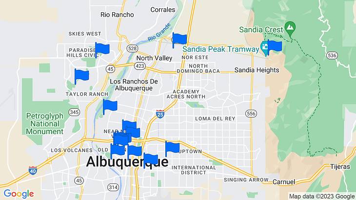 Albuquerque Landmarks Map