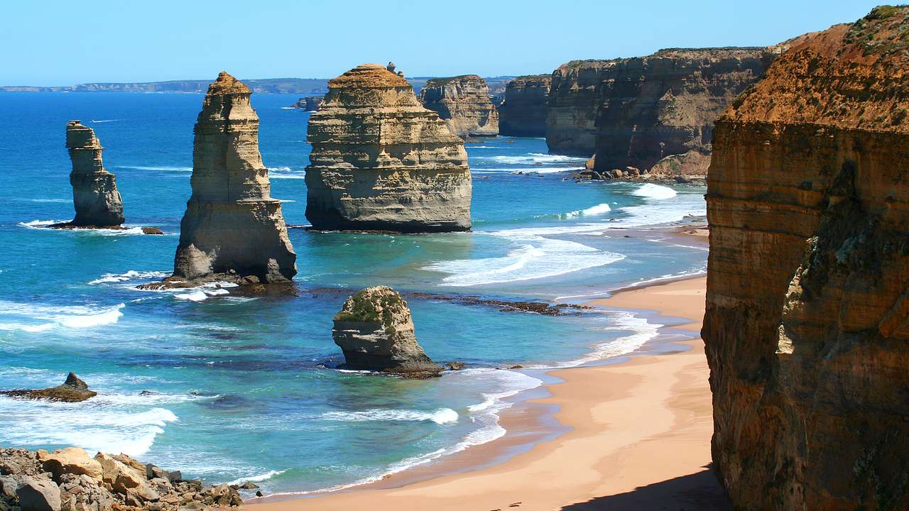 One of the famous Australian landmarks to see is the 12 Apostles in Victoria