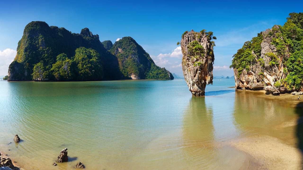 Side view of the stunning James Bond Island, a must on your Thailand bucket list