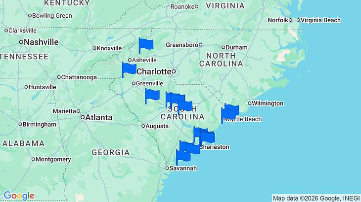 South Carolina Landmarks Map