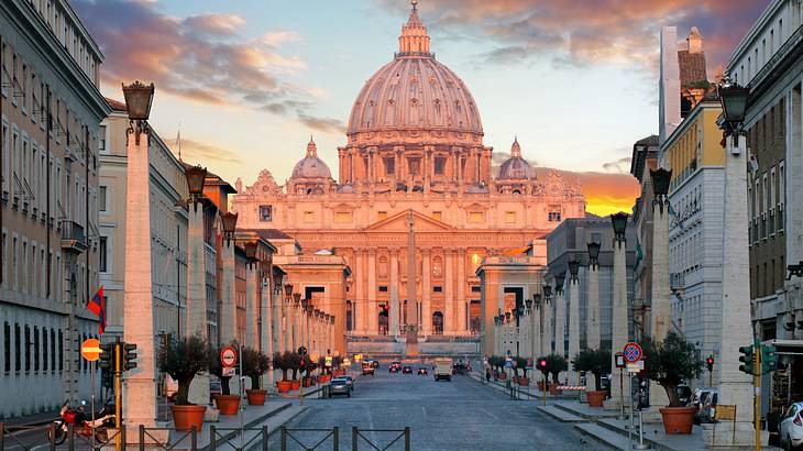 Most famous landmarks in Europe - A street leading up to a basilica in Rome