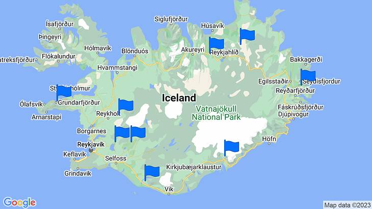 Iceland Waterfalls Map
