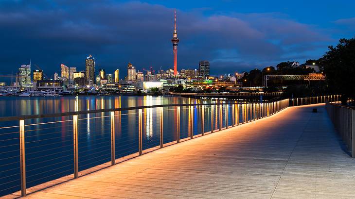 Walk along the harbour, one of the fun things to do in Auckland at night