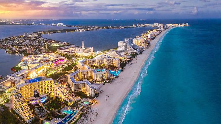 cancun beach at night