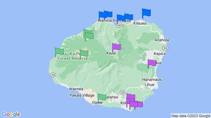 Kauai 3-Day Itinerary Map