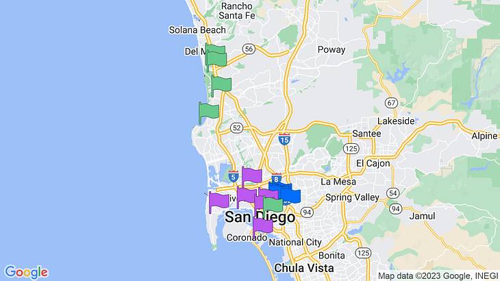 San Diego 3-Day Itinerary Map