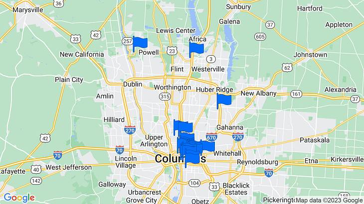 Columbus Landmarks Map