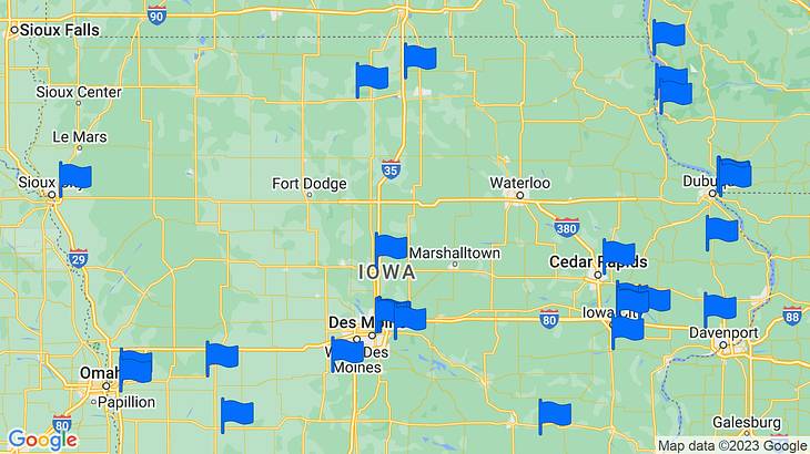 Iowa Landmarks Map