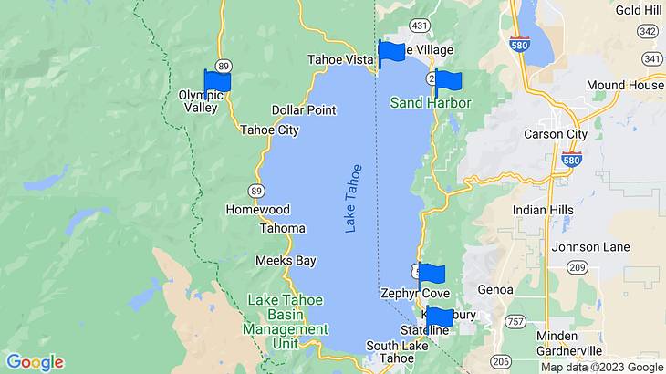 Lake Tahoe Things to Do in Winter Map