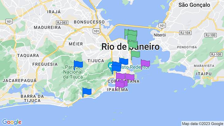 Rio de Janeiro 3-Day Itinerary Map