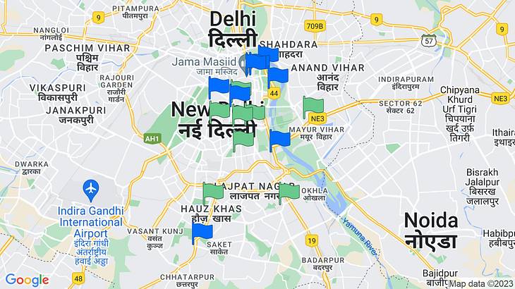 Delhi 2-Day Itinerary Map