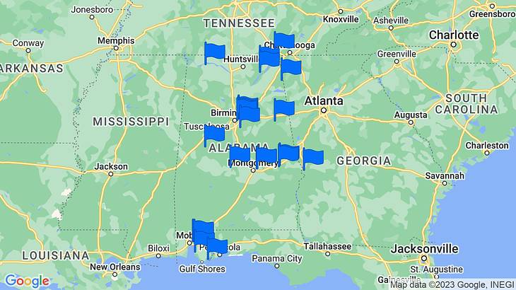 Alabama Landmarks Map
