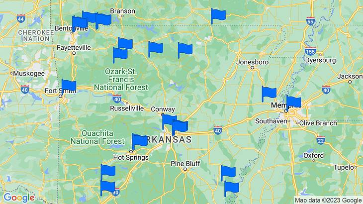 Arkansas Landmarks Map