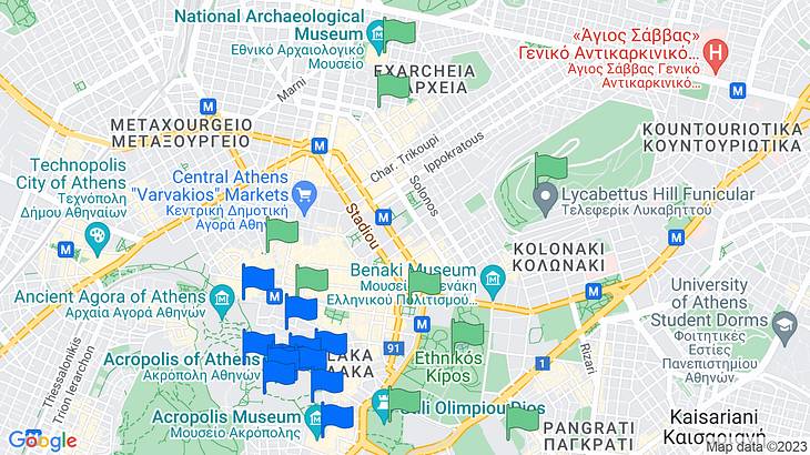 Athens 2-Day Itinerary Map