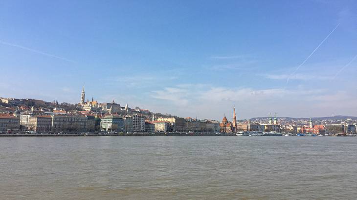 Skyline of the Buda Side of Budapest From the Danube River on the Pest Side