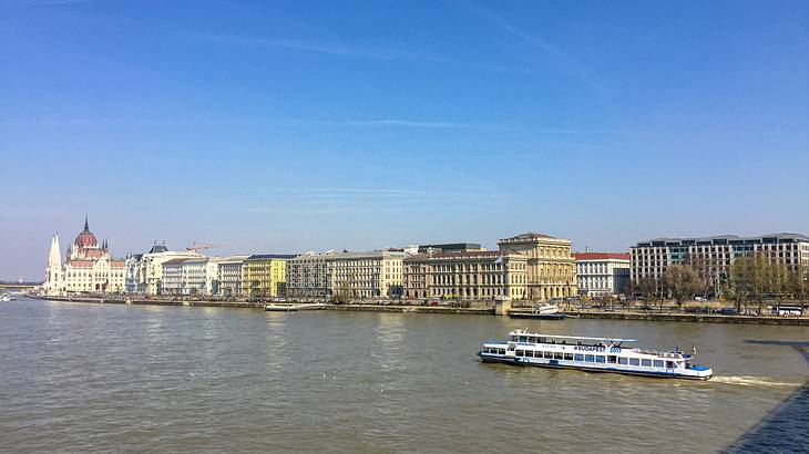 Pest Side of Budapest Along the Danube River