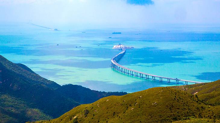 The bridge to Macau from Hong Kong as seen from Lantau Island