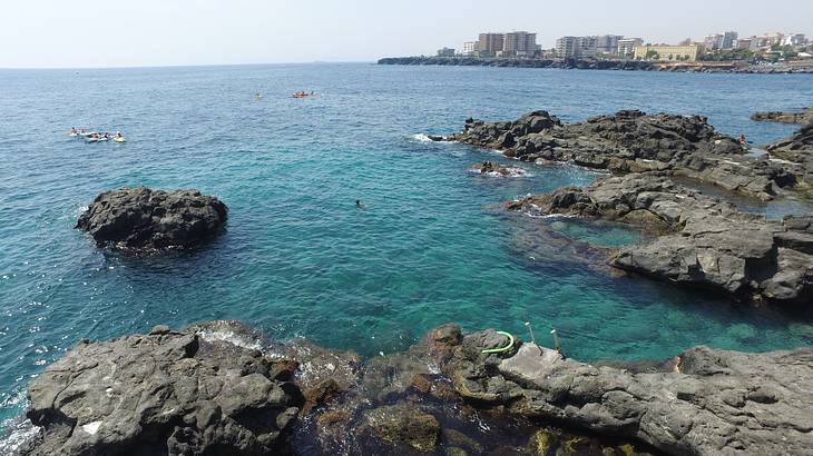 The view of the ocean from Catania, Sicily, Italy