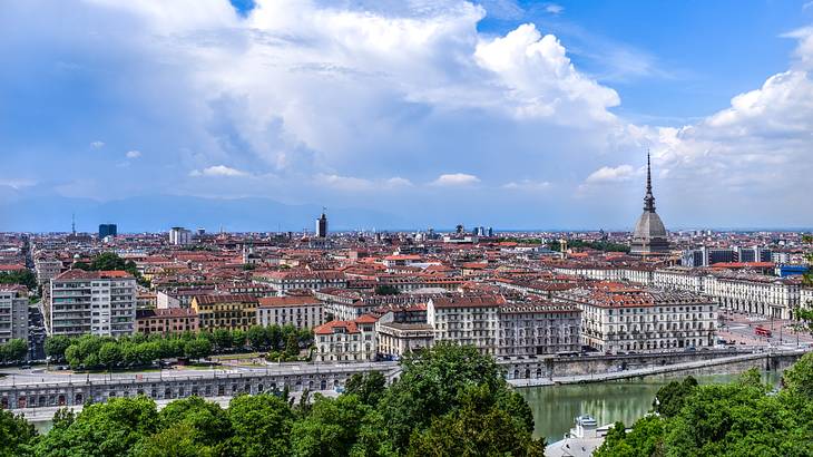 The skyline of Turin in Italy