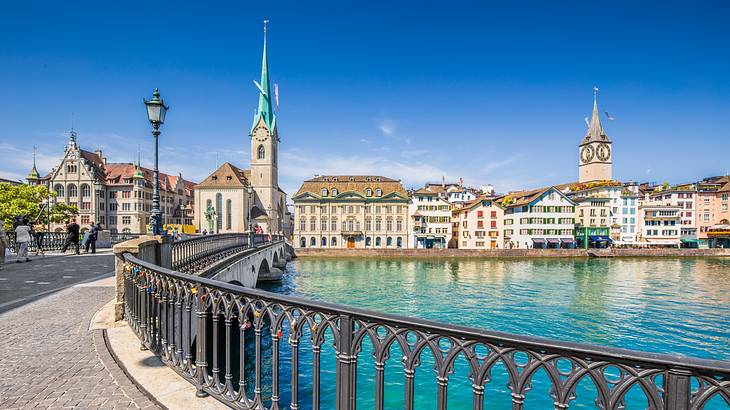 Fraumunster Church and the Limmat River are places to see on this Zurich itinerary