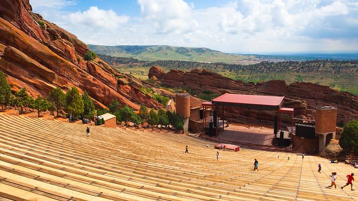 One of the fun Denver date ideas is seeing a show at Red Rocks Amphitheatre