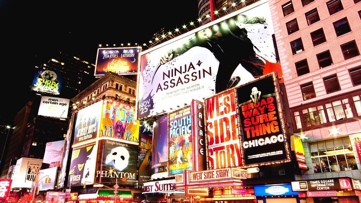 Broadway billboards with ads for productions
