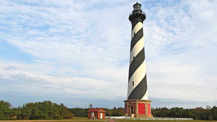 One of the famous landmarks in North Carolina is Cape Hatteras Lighthouse