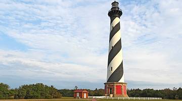 One of the famous landmarks in North Carolina is Cape Hatteras Lighthouse