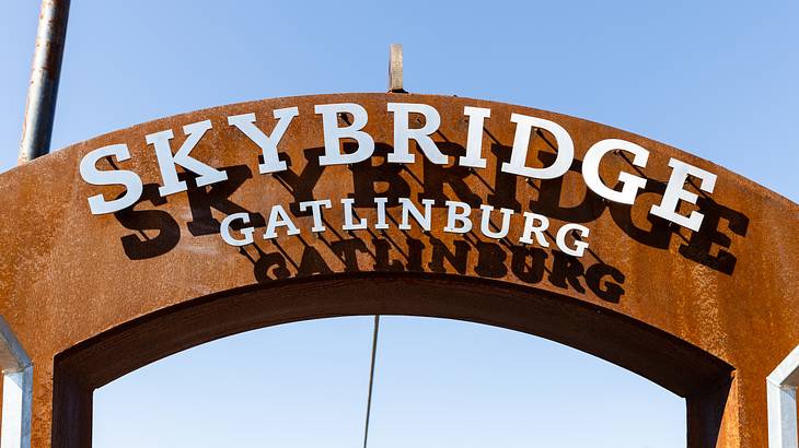 A view of the entrance sign onto the Gatlinburg SkyBridge