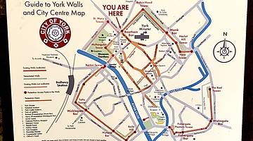 Map, York City Walls, York, England, United Kingdom