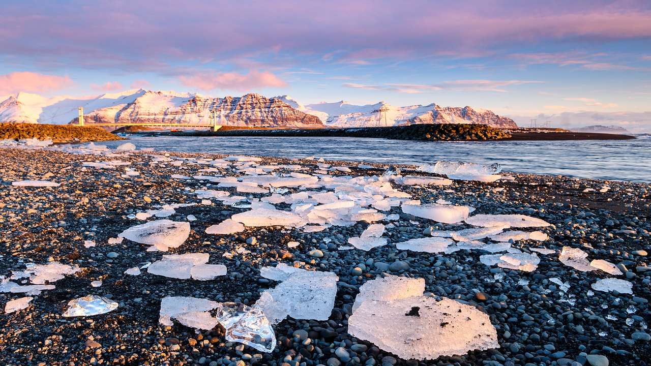 One of many famous Iceland landmarks is Diamond Beach
