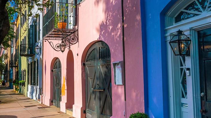 A street with colorful colonial buildings