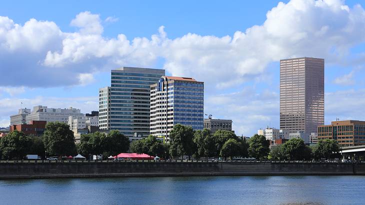 A sunny day in a city, Portland, Oregon, USA