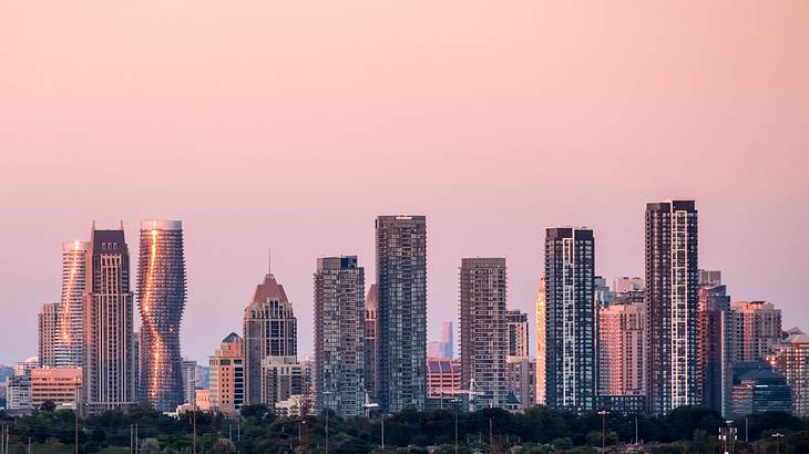 City of Mississauga skyline at sunset, Ontario, Canada City of Mississauga skyline at sunset, Ontario, Canada