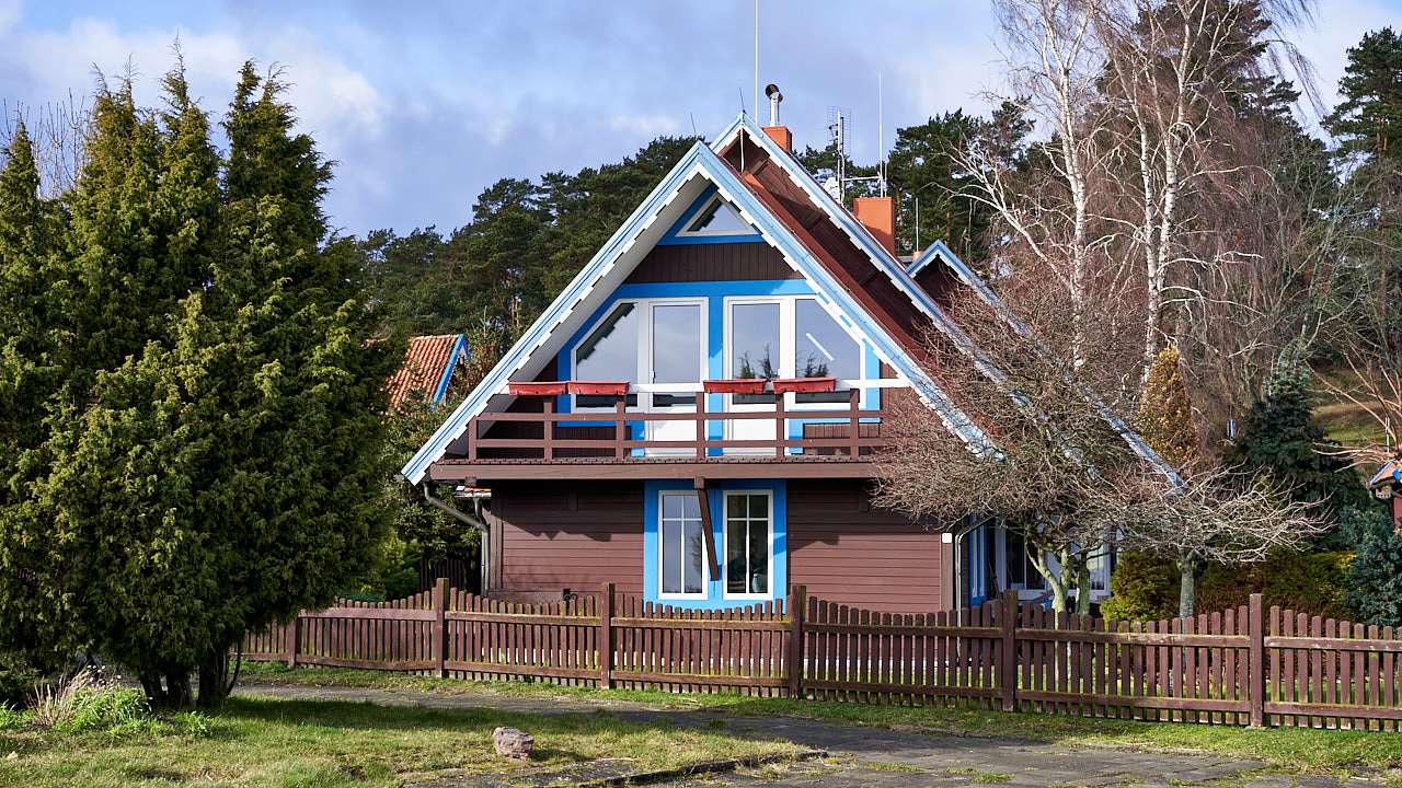 A traditional wooden house in Nida, Lithuania