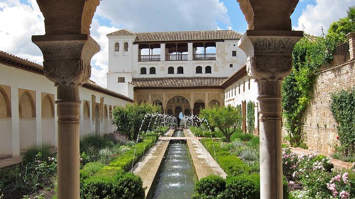 Architecture of Generalife Palace, adjacent to Alhambra Palace, Granada, Spain